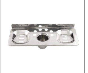 Double Soap Dish with Tumbler Square (S.S) Glossy
