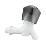 ABS SHORT BIBCOCK 1/2", WHITE HART TAP, PREMIUM SERIES, TRANSPARENT BLACK TOP, HEAVY QUALITY