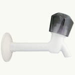 ABS LONG NECK BIBCOCK 1/2" WITH FLANGE, WHITE HART TAP, PREMIUM SERIES,TRANSPARENT BLACK TOP