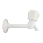 ABS LONG NECK BIBCOCK 1/2" WITH FLANGE, WHITE HART TAP, PREMIUM SERIES, WHITE TOP