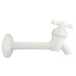 ABS LONG NECK BIBCOCK 1/2" WITH FLANGE, WHITE, PREMIUM SERIES, SLOT TOP