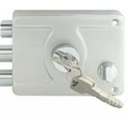 Rim Lock Tribolt with Latch - TT - Inside Opening (Painted) (4 Dimpled Key)