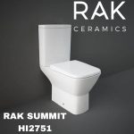 RAK - SUMMIT CLOSE COUPLED WATER CLOSET ( P - TRAP ) BACK OPEN ( 65CM ) + WATER TANK ( BOTTOM INLET ) + SUMMIT UREA QUICK RELEASE SOFT CLOSE S/C